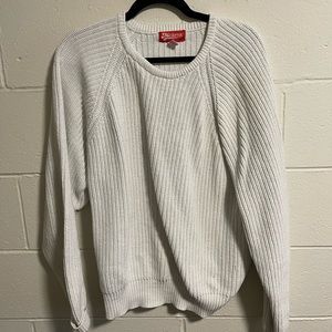 White Ribbed Cable Knit Vintage Sweater